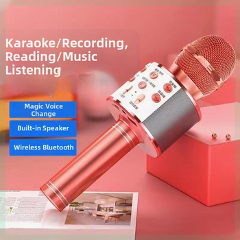 Всичко-в-едно Karaoke микрофон говорител със Bluetooth 5.3, честотен диапазон 20Hz-20kHz, SNR ≥70dB, вградена батерия 500–800 mAh, 3W