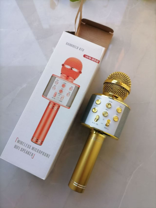 Всичко-в-едно Karaoke микрофон говорител със Bluetooth 5.3, честотен диапазон 20Hz-20kHz, SNR ≥70dB, вградена батерия 500–800 mAh, 3W