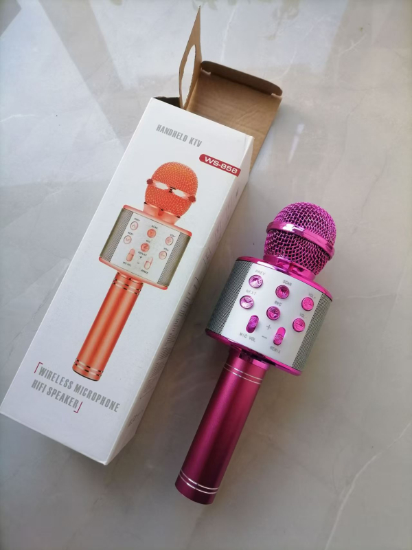 Всичко-в-едно Karaoke микрофон говорител със Bluetooth 5.3, честотен диапазон 20Hz-20kHz, SNR ≥70dB, вградена батерия 500–800 mAh, 3W