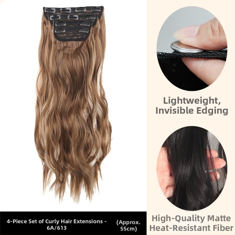 Kučeravé vlasy - štvordielny set, clip-in extenzie, vlákna tepelne odolné hodvábne