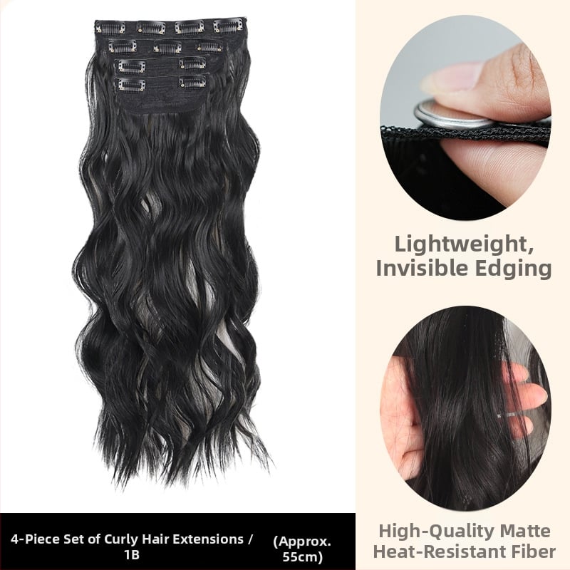 Kučeravé vlasy - štvordielny set, clip-in extenzie, vlákna tepelne odolné hodvábne
