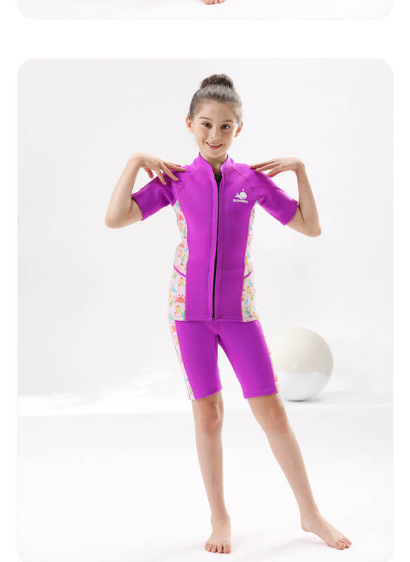 Vaikų 2,5 mm SCR neopreno dviejų dalių wetsuit, unisex, šiltas ir UV apsauga, skirtas plaukiojimui, nardymui ir snorkelingui