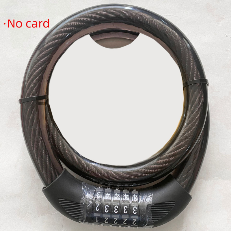 Zámok s kódom s oceľovým káblom pre bicykel a elektrický bicykel, kompaktný anti‑krádežný zámok; kód 4 alebo 5 čísiel, hmotnosť 200 g, materiály ABS/PVC/oceľový kábel/zinková zliatina; moderný minimalistický štýl