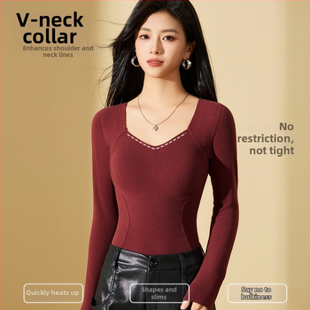 Dámske vyhrievacie termálne spodné prádlo s integrovanými vankúšikmi na prsia, all-in-one s dlhými rukávmi, dvojitá vrstva, hrubý akrylový materiál