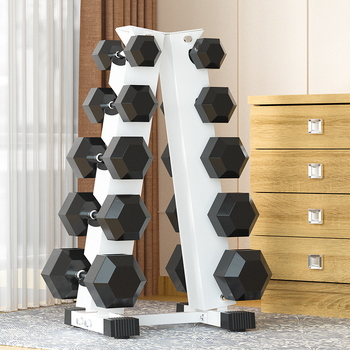 Päťúrovňový stojan na činky — liatinová konštrukcia, zosilnené železné dosky, šesťuholníkový elektrolyzovaný dizajn, Convis