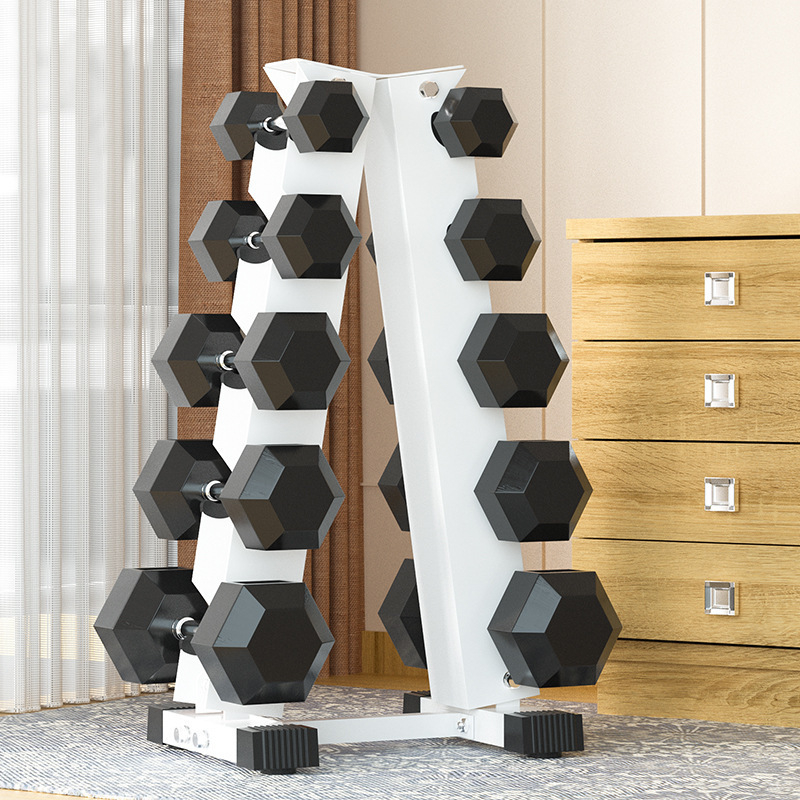 Päťúrovňový stojan na činky — liatinová konštrukcia, zosilnené železné dosky, šesťuholníkový elektrolyzovaný dizajn, Convis