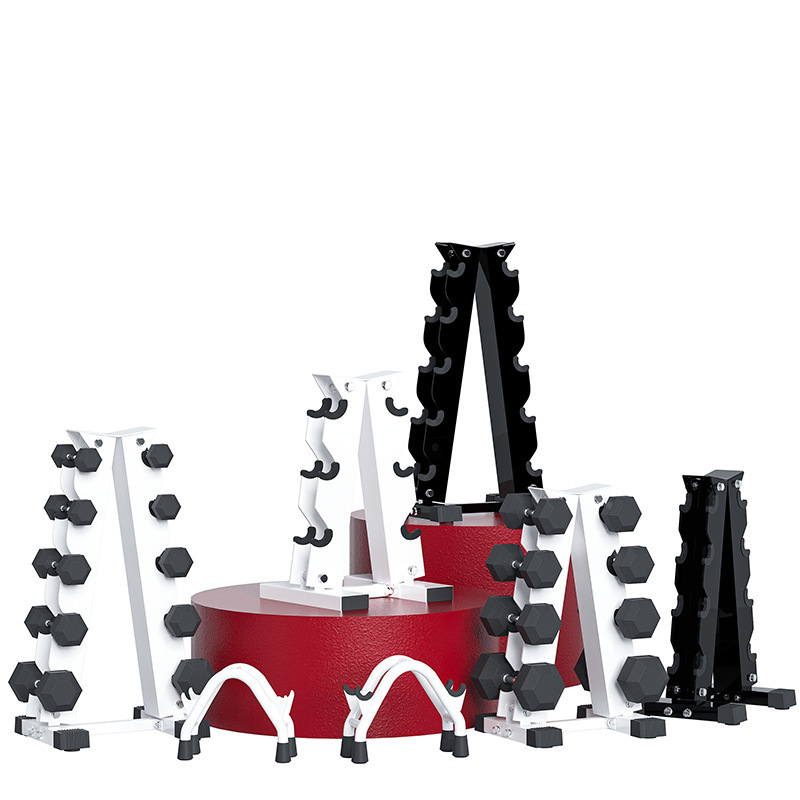 Päťúrovňový stojan na činky — liatinová konštrukcia, zosilnené železné dosky, šesťuholníkový elektrolyzovaný dizajn, Convis