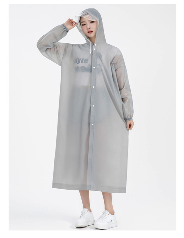 Дъждовна наметалка за възрастни с качулка, дълга кройка, дебел PEVA плат, водоустойчив PVC слой за туризъм