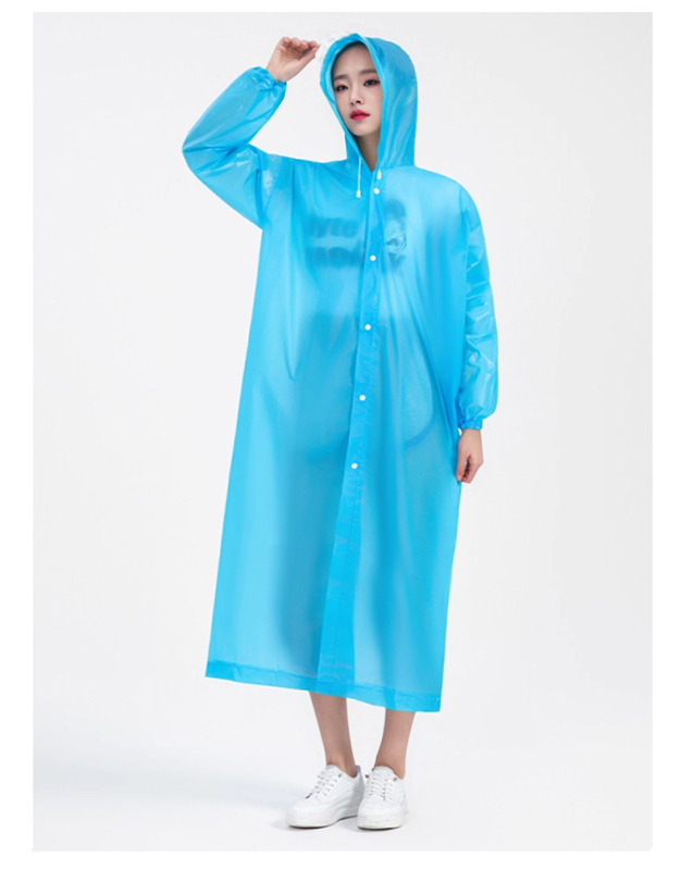 Дъждовна наметалка за възрастни с качулка, дълга кройка, дебел PEVA плат, водоустойчив PVC слой за туризъм
