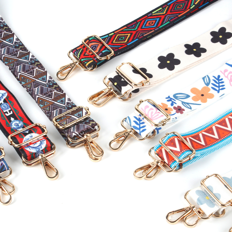 Nastaviteľný ramenný popruh na tašku z nylonu s geometrickým vzorom, odolný voči opotrebeniu, štýl mix-and-match