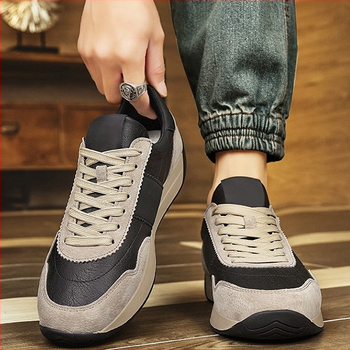 Pánske športovo casual topánky, PU vrchná časť, plastová podrážka, šnúrky, plytký otvor, textilná stielka