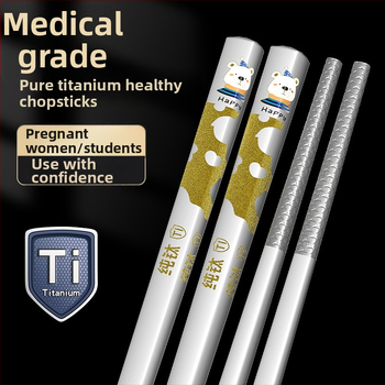 Pevné titánové paličky v krabičke, 5 párov, antibakteriálne a proti plesniam, potravinárske kvality, moderný minimalistický štýl