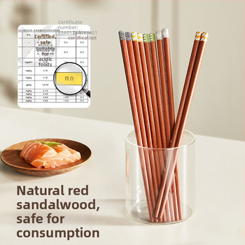 Paličky na jedlo z červenej santalovej dreva, moderný minimalistický štýl, 5 párov, ručne vyrobené, zrkadlový lesk