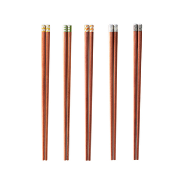 Paličky na jedlo z červenej santalovej dreva, moderný minimalistický štýl, 5 párov, ručne vyrobené, zrkadlový lesk