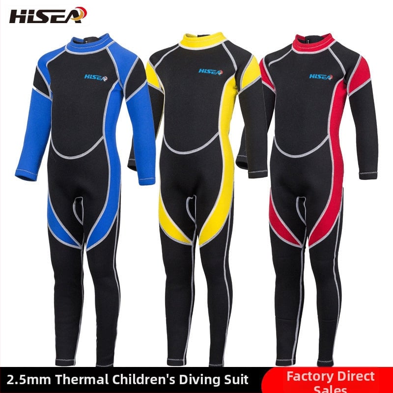 Jednodielna detská neoprénová kombinéza s dlhými rukávmi — 2,5 mm, teplá, vhodná pre potápanie a šnorchlovanie, celoročná