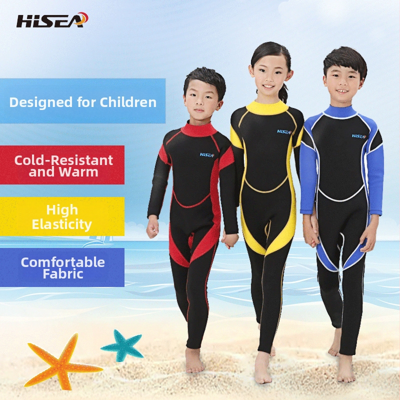 Jednodielna detská neoprénová kombinéza s dlhými rukávmi — 2,5 mm, teplá, vhodná pre potápanie a šnorchlovanie, celoročná