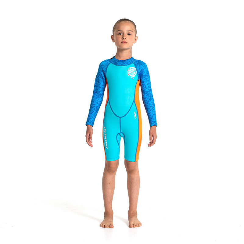 Jednodielna detská neoprénová kombinéza s dlhými rukávmi — 2,5 mm, teplá, vhodná pre potápanie a šnorchlovanie, celoročná