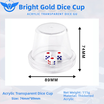 Metāla un akrila konstrukcijas kausa komplekts ar pamatni, modelis YH-6898, apaļo stūru dizains, piemērots šaham un kāršu spēlēm