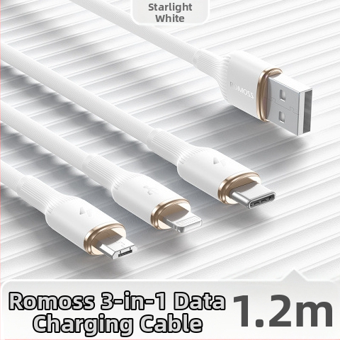 Romoss duomenų laidas Mini USB, ilgis 1–2 m, padalintuvas 1 į 3, pynėtas laidas, greitas įkrovimas iki 3,5 A
