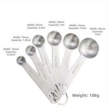 6-dielny set meracích lyžíc z nehrdzavejúcej ocele so stupnicou, na pečenie a do kuchyne — Model: Measuring Spoon 1