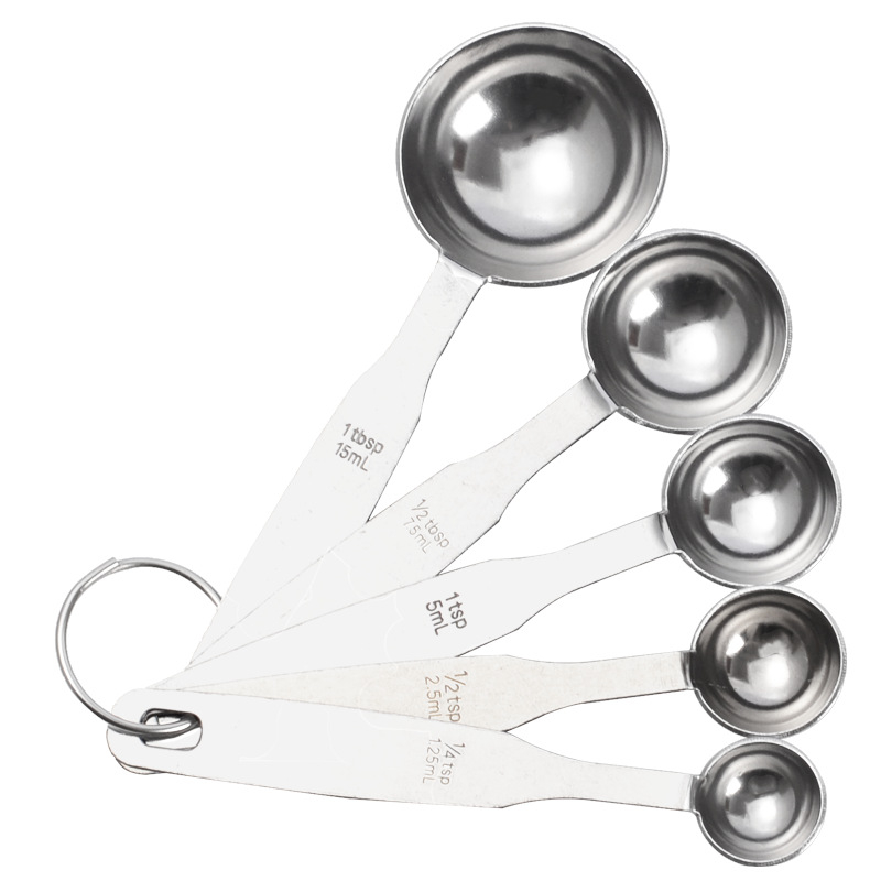 Baisheng 5-dielna sada odmerných lyžíc z nehrdzavejúcej ocele na kávu, mliečny prášok, korenie a pečenie