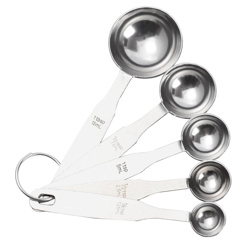 Baisheng 5-dielna sada odmerných lyžíc z nehrdzavejúcej ocele na kávu, mliečny prášok, korenie a pečenie