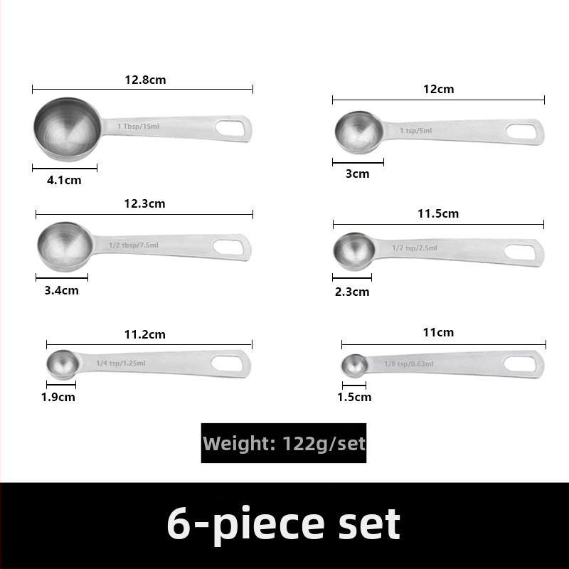 Six Giants 6-dielna súprava kruhových meracích lyžíc z 430 nerezovej ocele na pečenie