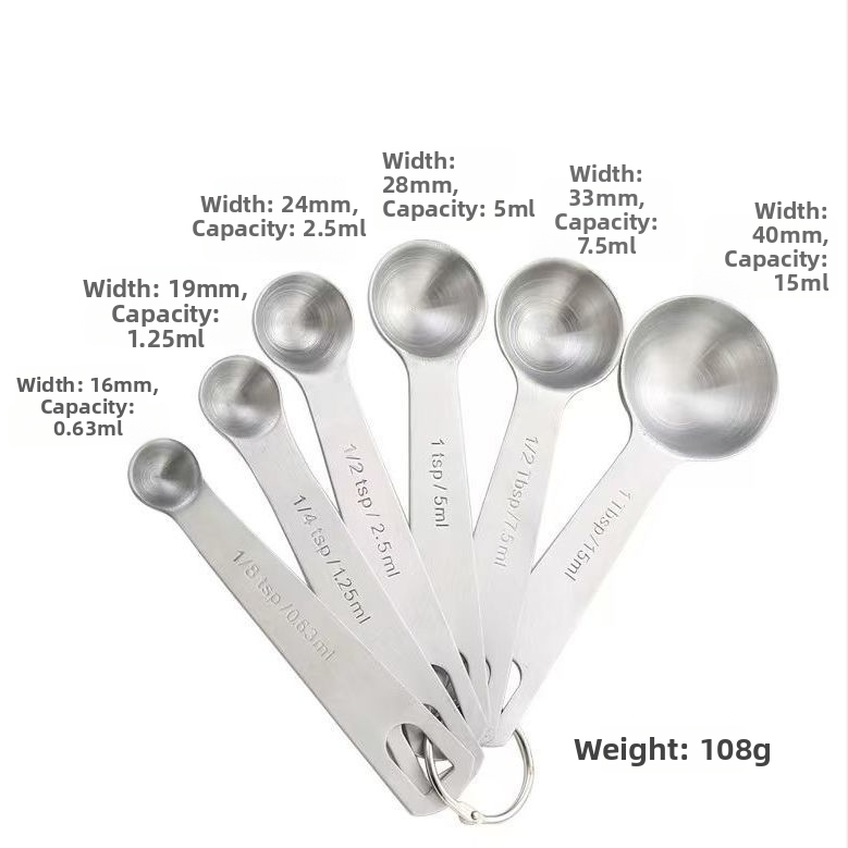 Sada meracích lyžíc, 430 oceľ, na pečenie a poháre, moderný minimalistický štýl