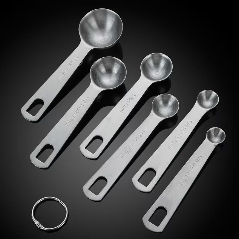 Sada meracích lyžíc, 430 oceľ, na pečenie a poháre, moderný minimalistický štýl