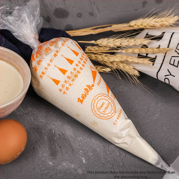 Kepimo maišelių rinkinys su 50 plastmasinių antgalių kremams tortams — poliesteris, dekoravimo maišelių kategorija, stilius: 3 vielos