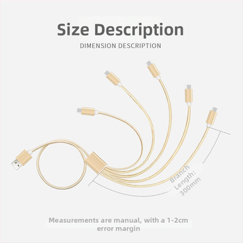 Πολυκεφαλικό καλώδιο δεδομένων και φόρτισης, διακλάδωση 1 προς 5, γρήγορη φόρτιση, μέγιστη ισχύς 15W, συνδεσμοί Lightning, Micro USB και USB-C, πλεγμένο καλώδιο