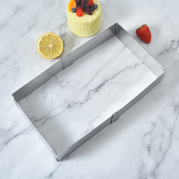 Štvorcový nerezový kruh na mousse, nastaviteľný teleskopický, forma na pečenie