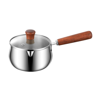 Mliečna kanvica z 304 nerezovej ocele, proti pripáleniu, sklenená pokrievka, viacvrstvové dno, moderný minimalistický štýl