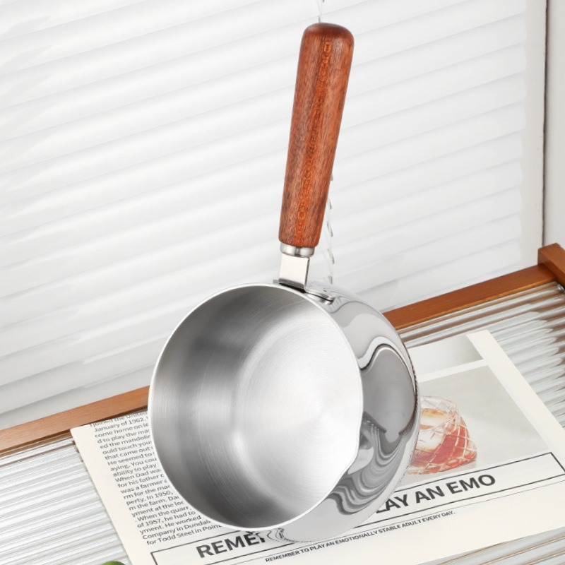 Mliečna kanvica z 304 nerezovej ocele, proti pripáleniu, sklenená pokrievka, viacvrstvové dno, moderný minimalistický štýl