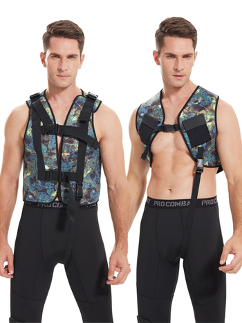 Vesta s váhami pre voľné potápanie s oloveným blokom, maskovací vzor, vysoko elastické potápačské tkaniny; Vhodné pre potápanie a plávanie