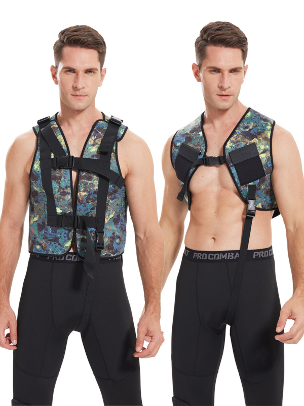 Vesta s váhami pre voľné potápanie s oloveným blokom, maskovací vzor, vysoko elastické potápačské tkaniny; Vhodné pre potápanie a plávanie