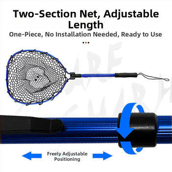 Skladacia teleskopická rybárska sieť s hliníkovou zliatinou a gumovou sieťou