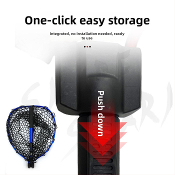 Skladacia teleskopická rybárska sieť s hliníkovou zliatinou a gumovou sieťou