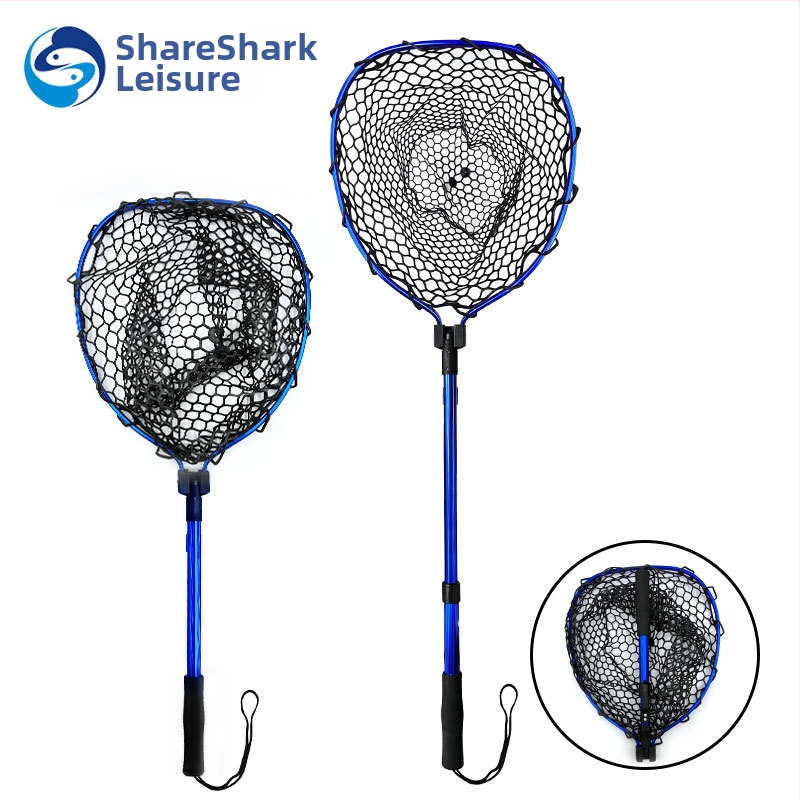 Skladacia teleskopická rybárska sieť s hliníkovou zliatinou a gumovou sieťou