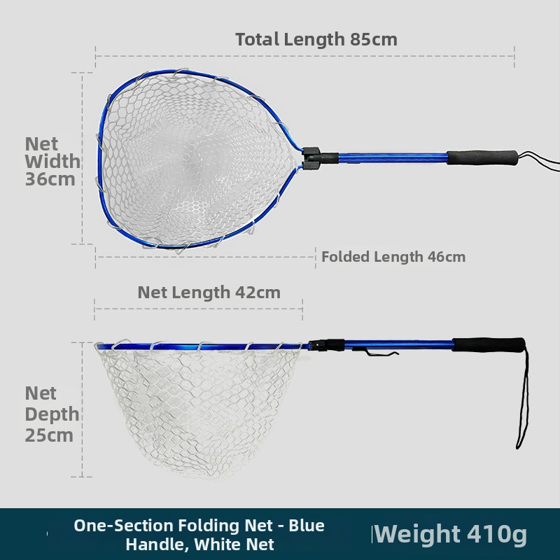 Skladacia teleskopická rybárska sieť s hliníkovou zliatinou a gumovou sieťou