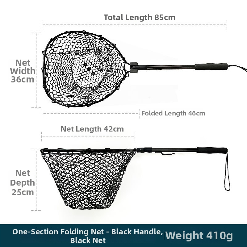 Skladacia teleskopická rybárska sieť s hliníkovou zliatinou a gumovou sieťou