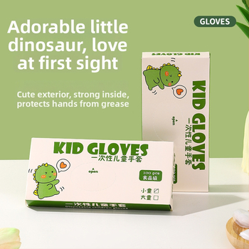Detské jednorazové TPE rukavice, potravinovej kvality, hrubé, protišmykové, odolné voči olejom; plastový materiál, priehľadný vzor, hrúbka 1, prachotesná ochrana