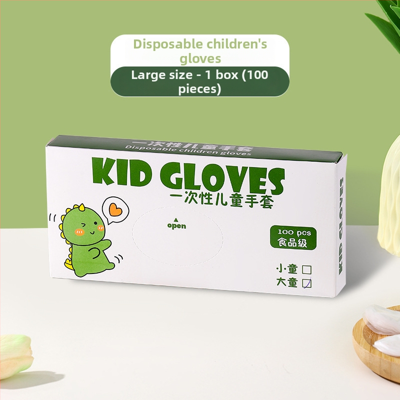Detské jednorazové TPE rukavice, potravinovej kvality, hrubé, protišmykové, odolné voči olejom; plastový materiál, priehľadný vzor, hrúbka 1, prachotesná ochrana