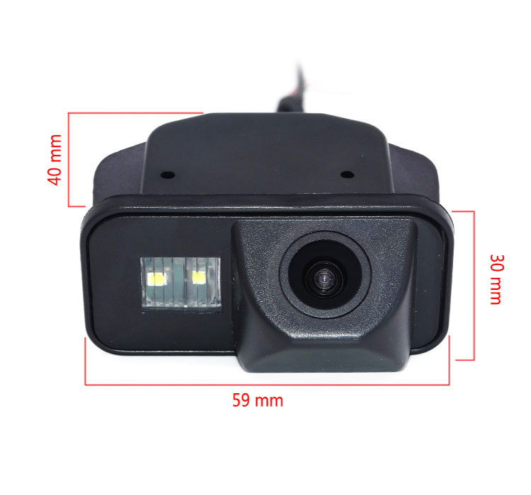 Integrovaná kamera pre spätné videnie do vozidla, model YSJ-0163; rozlíšenie 928×520; nastaviteľný uhol 90–170°; napájanie 12V; video signál N/P systému