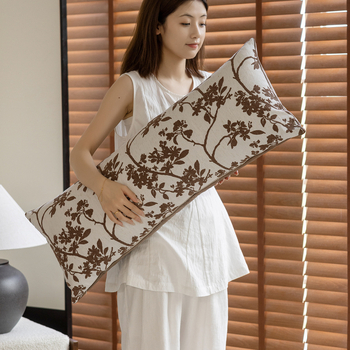 Nordický štýlový vankúš s polyesterovým poťahom, PP bavlna výplň, pruhovaný/ rastlinný vzor