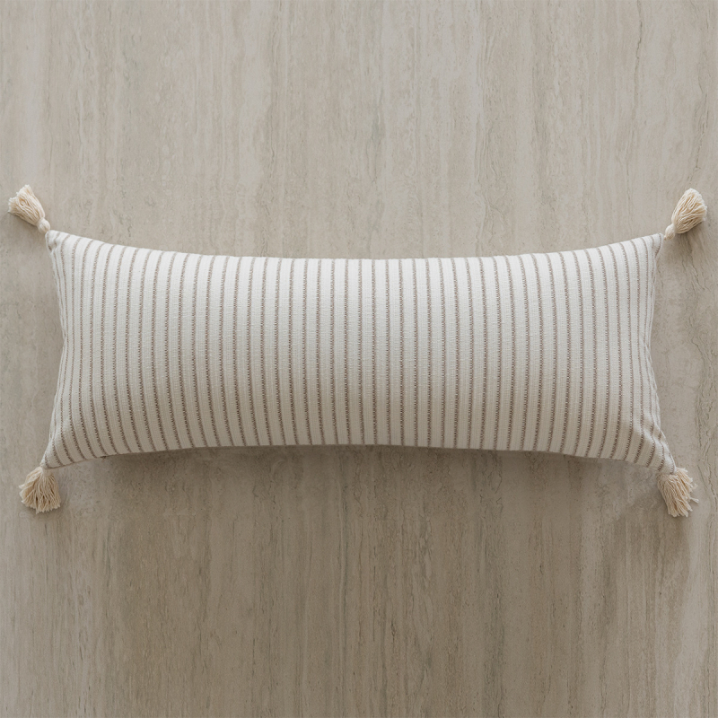 Nordický štýlový vankúš s polyesterovým poťahom, PP bavlna výplň, pruhovaný/ rastlinný vzor