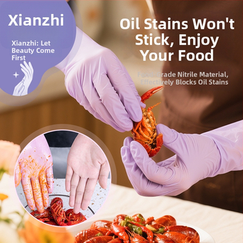 Xianzhi nitrilové jednorazové rukavice – odolné voči opotrebeniu, potravinárskej triedy, vodotesné; 50 g; na domáce upratovanie a spracovanie potravín