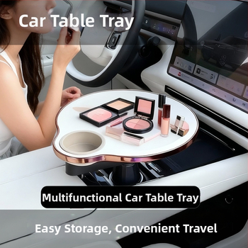 Automašīnas plūdošs galds ar krūzes turētāju, griežams un daudzfunkcionāls, materiāls mākslīgā plāksne, uzstādīšana ar snap-in, universāla savietojamība