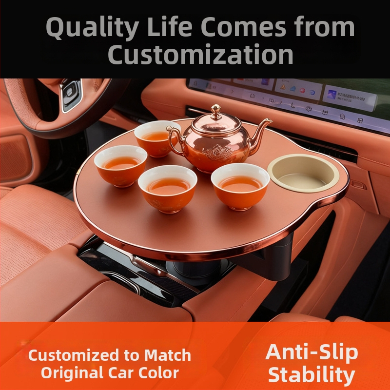 Automašīnas plūdošs galds ar krūzes turētāju, griežams un daudzfunkcionāls, materiāls mākslīgā plāksne, uzstādīšana ar snap-in, universāla savietojamība