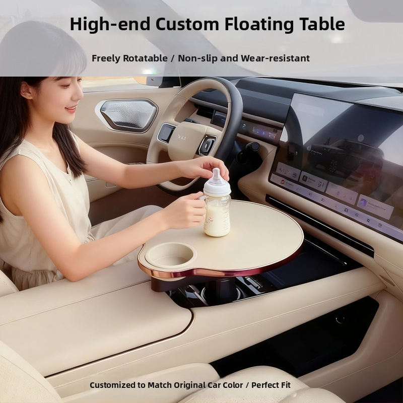 Automašīnas plūdošs galds ar krūzes turētāju, griežams un daudzfunkcionāls, materiāls mākslīgā plāksne, uzstādīšana ar snap-in, universāla savietojamība